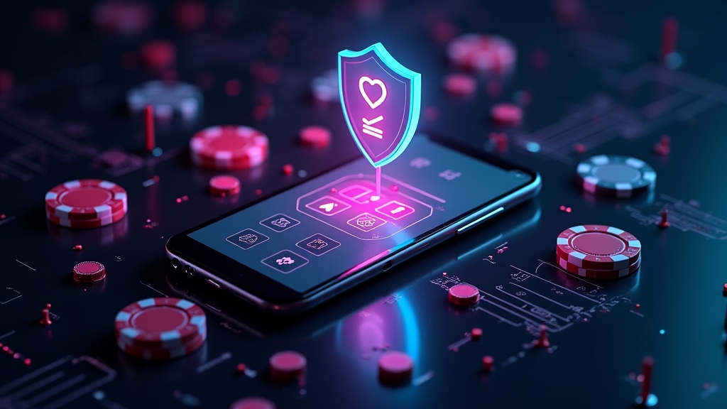 Teléfono Android junto a una tabla de requisitos y símbolos de seguridad